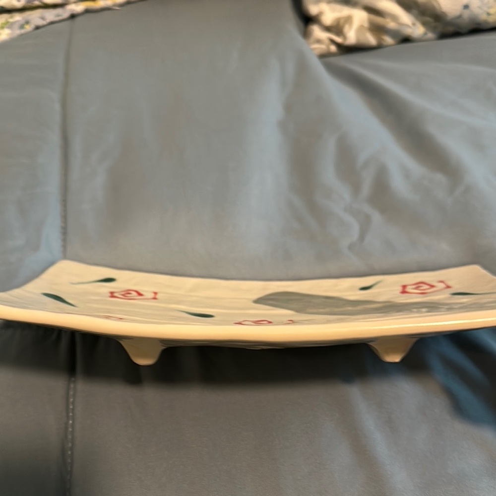 Floral Rectangular Ceramic Plate - Picture 3 of 3